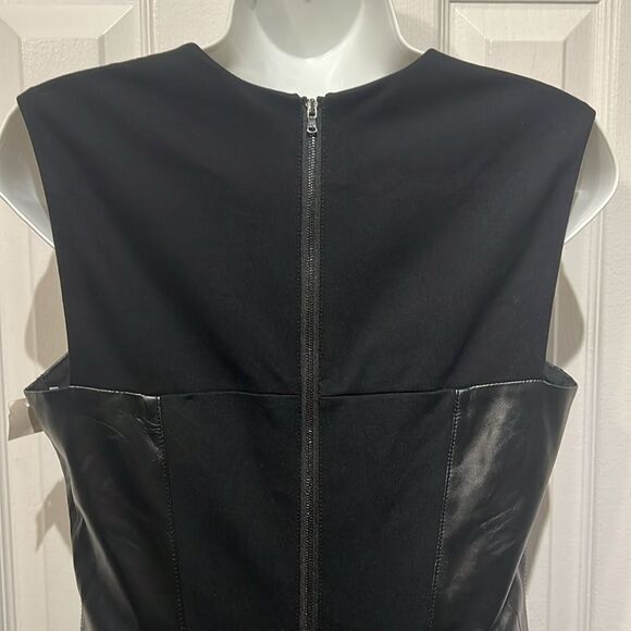 Rachel Roy Black Leather and Fabric Fit & Flare‎ Sleeveless Dress Size 8 NWT - Picture 9 of 15